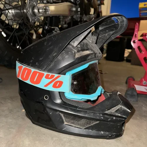 Fox Racing Helmet With Goggles 