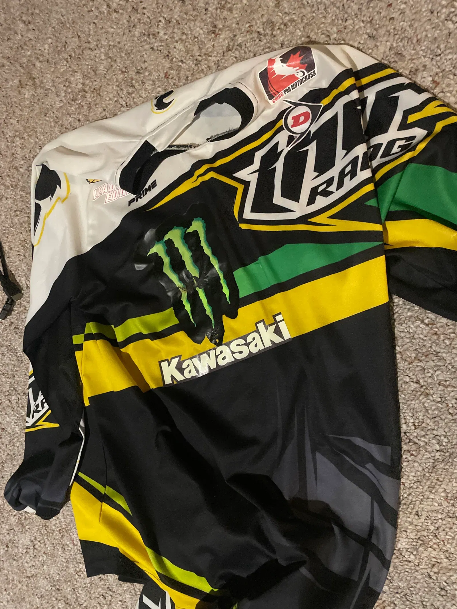 Retro Thor gear With Kawasaki Patches And Sponsors