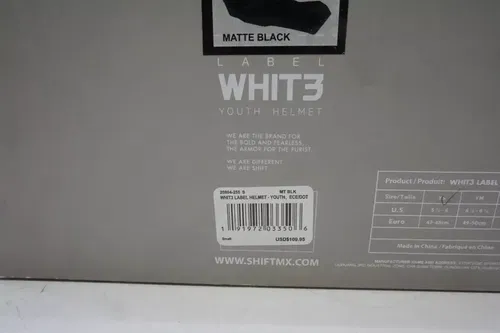 Shift White Label 3 Motocross Helmet Matte Black Size Youth Small ATV Offroad AE