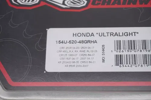 Honda CRF Renthal Ultralight Rear Sprocket 48T Hard Anodized 154U-520-48GRHA A6