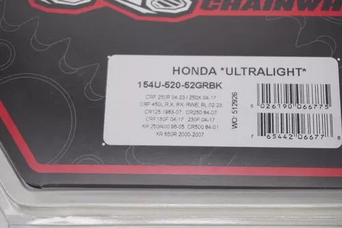 CRF250R CRF450R Renthal Rear Sprocket 52T 154U-520-52GRBK Black Honda CRF M45