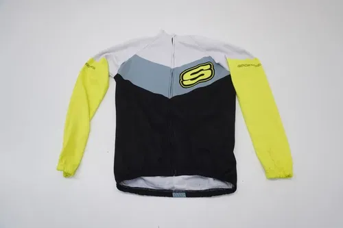 Sherco Cycling Zip Jacket Mens Size Large Black White Flo Yellow  K8