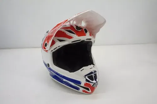 Troy Lee Designs SE4 Polyacrylite Facotry White Blue Red Helmet Youth Medium AE