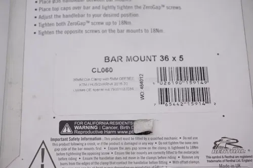 Renthal Fatbar 36 Bar Mounts 5º Offset CL060 36mm KTM Husqvarna 85-500 A5