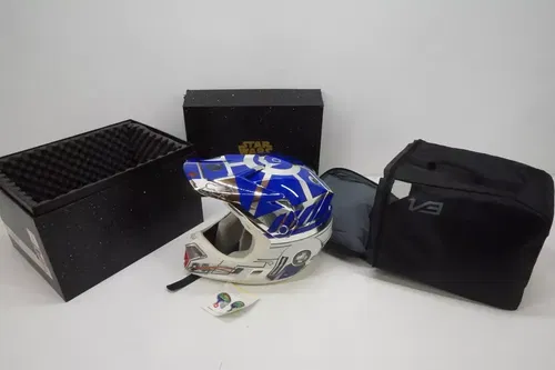 Fox Racing V3 R2-D2 LE Motocross Helmet Star Wars Large Chrome Blue White AE