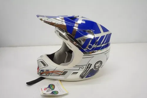 Fox Racing V3 R2-D2 LE Motocross Helmet Star Wars Large Chrome Blue White AE