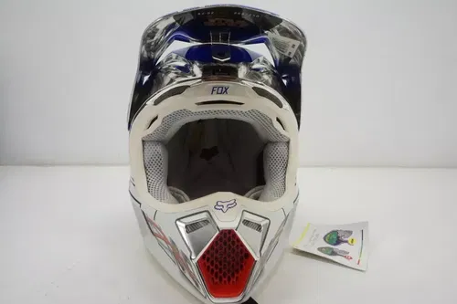 Fox Racing V3 R2-D2 LE Motocross Helmet Star Wars Large Chrome Blue White AE