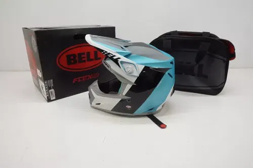 Bell Moto 9 Flex Motocross ATV Helmet Division White Black Blue Size Large AE