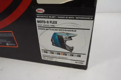 Bell Moto 9 Flex Motocross ATV Helmet Division White Black Blue Size Large AE