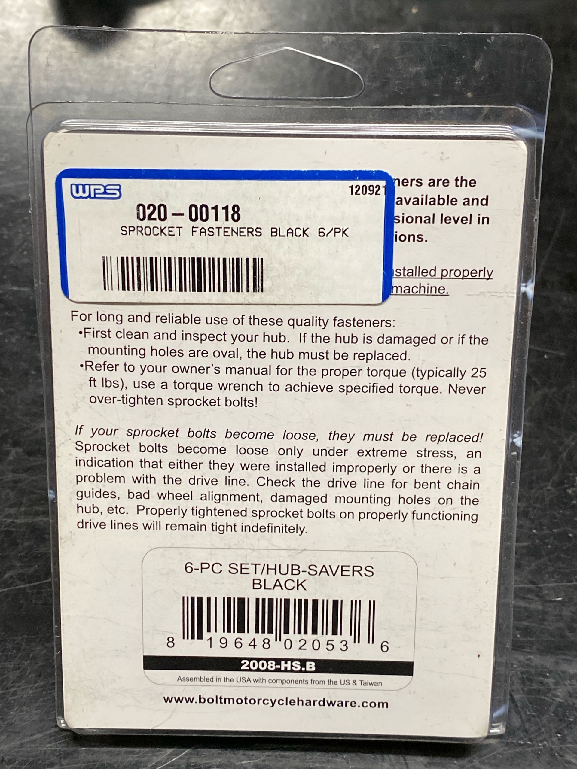 BOLT Sprocket Bolt Kit BLACK NEW