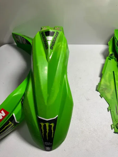Kawasaki plastic front fender side number plates 24-26 kx 450 450x 250 250x sr 3
