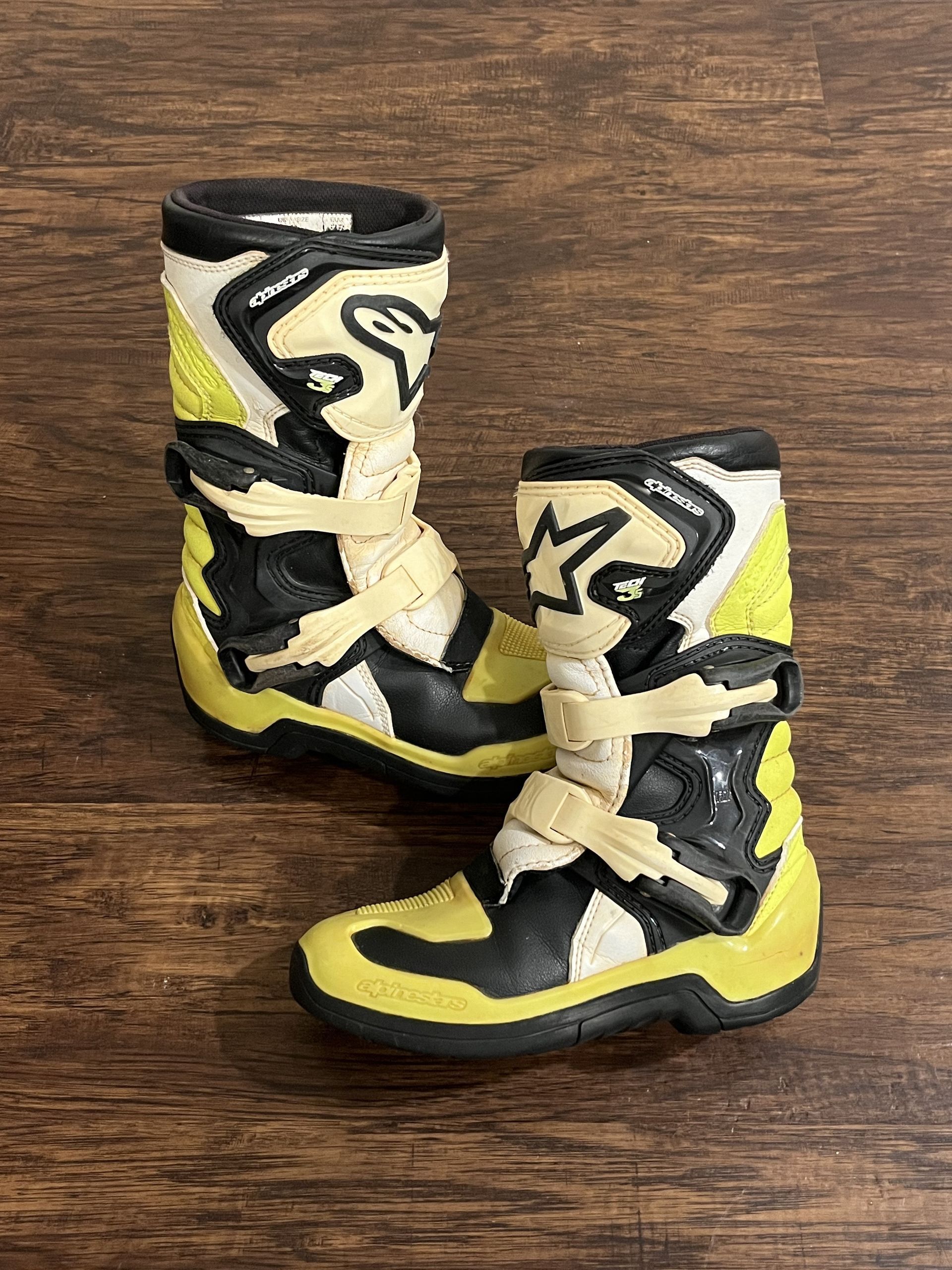 Alpinestars Youth Tech 3s Motocross Boots - Size 1 Kids - Black / White / Yellow