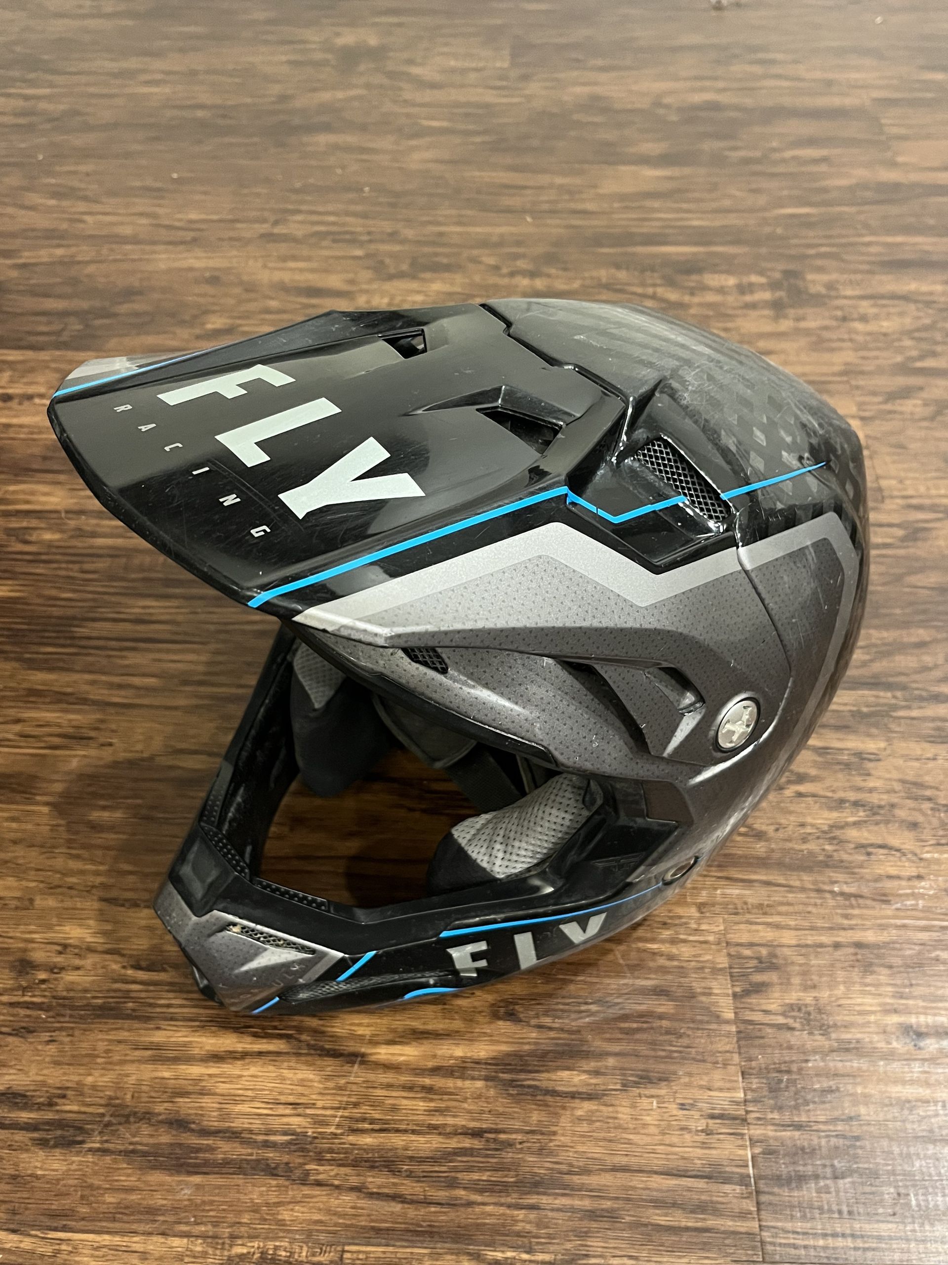 Fly Racing Formula Carbon Axon Helmet Black/Grey/Blue - Small
