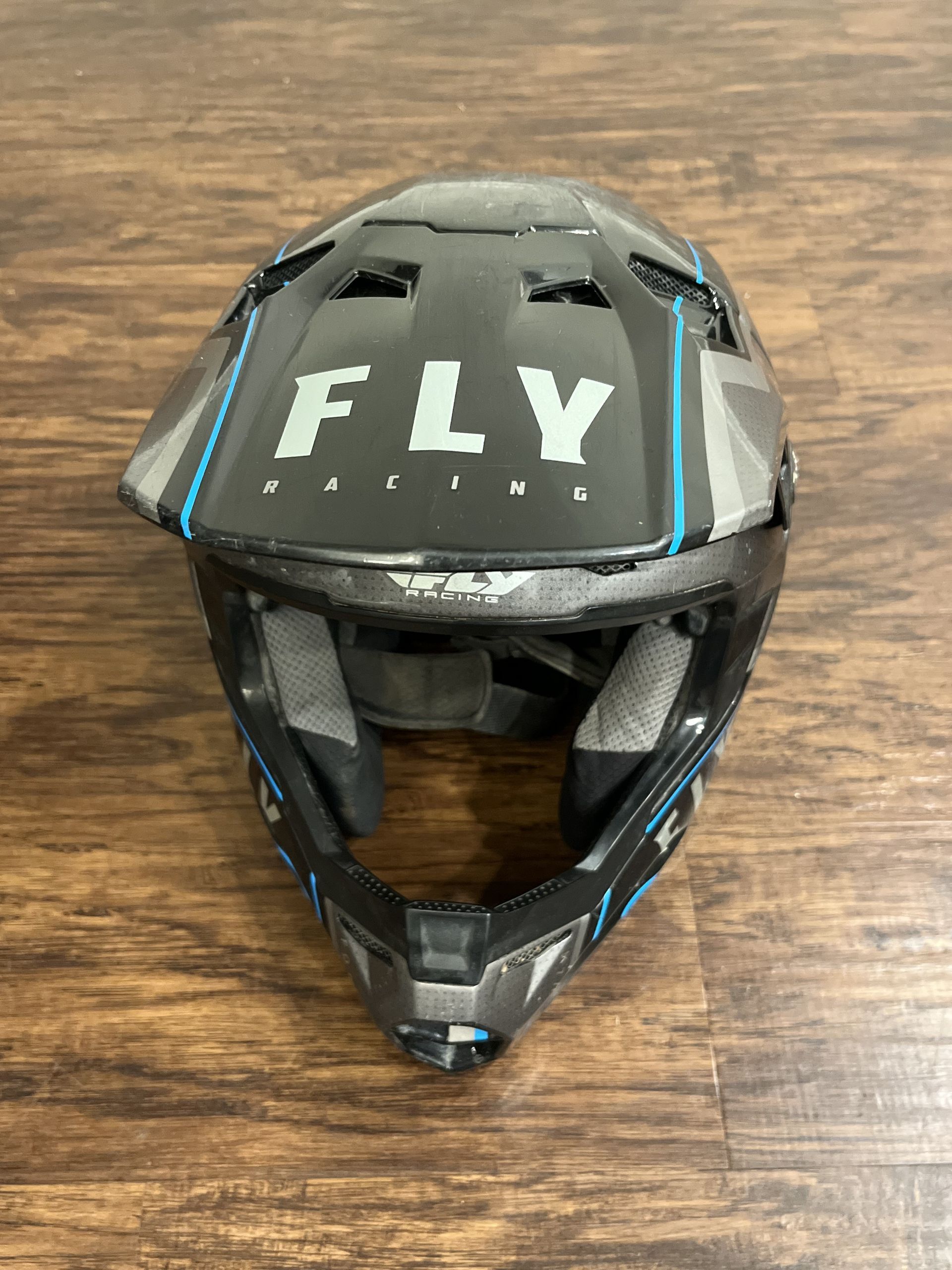 Fly Racing Formula Carbon Axon Helmet Black/Grey/Blue - Small