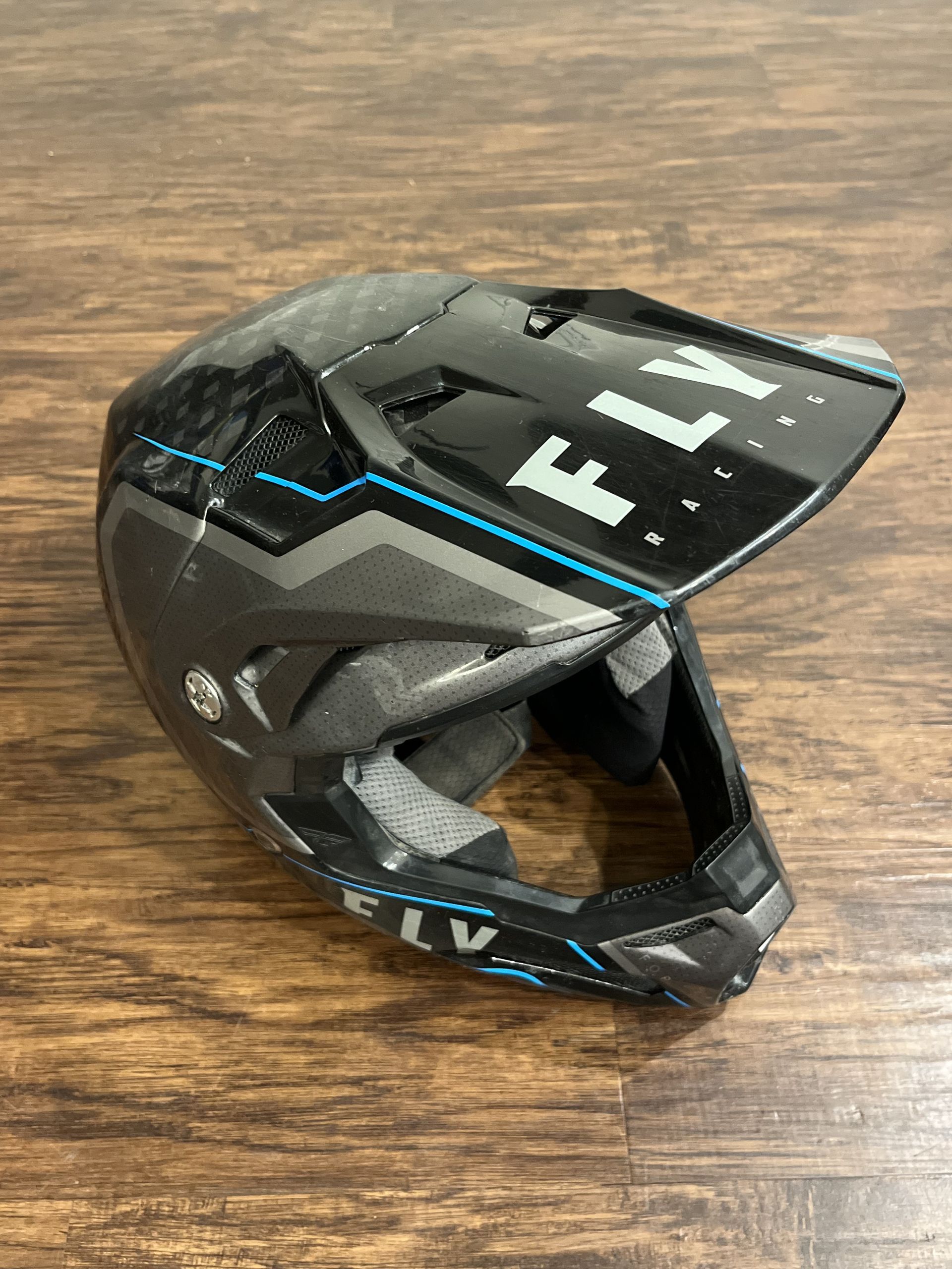 Fly Racing Formula Carbon Axon Helmet Black/Grey/Blue - Small