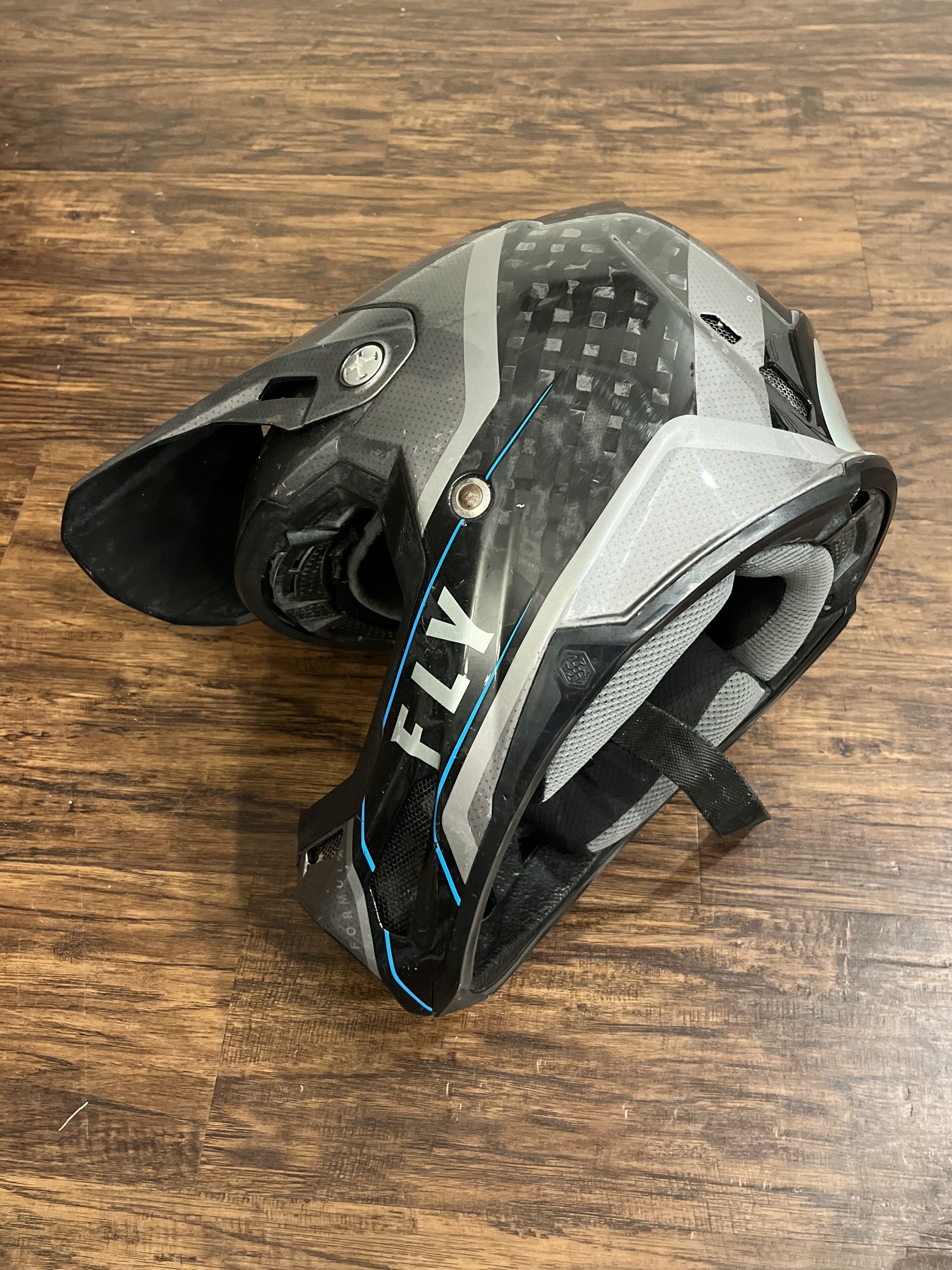 Fly Racing Formula Carbon Axon Helmet Black/Grey/Blue - Small