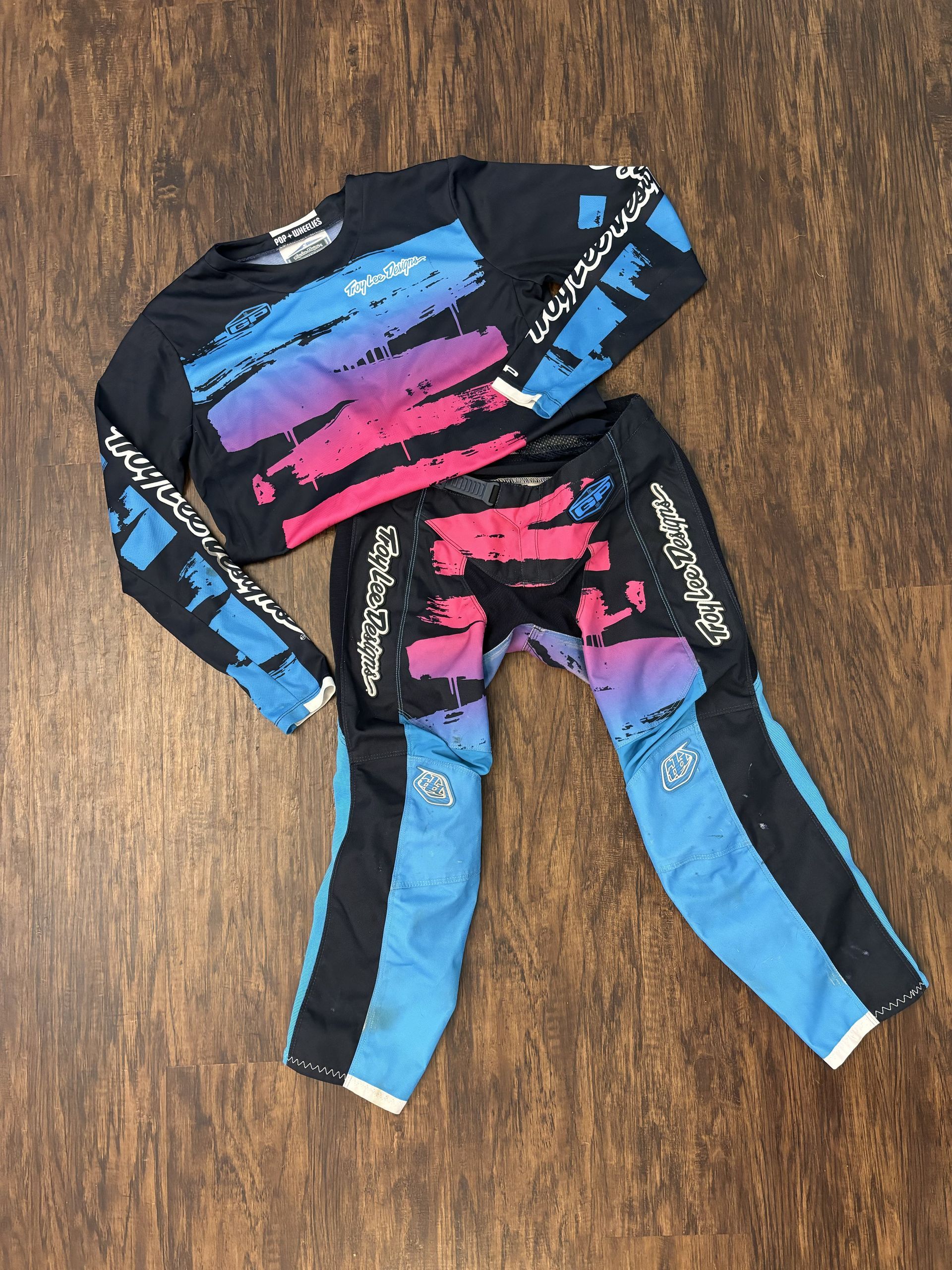 Troy Lee Designs GP YOUTH LE Sprint Jersey Pants Combo Kit - Brushed Pink / Blue