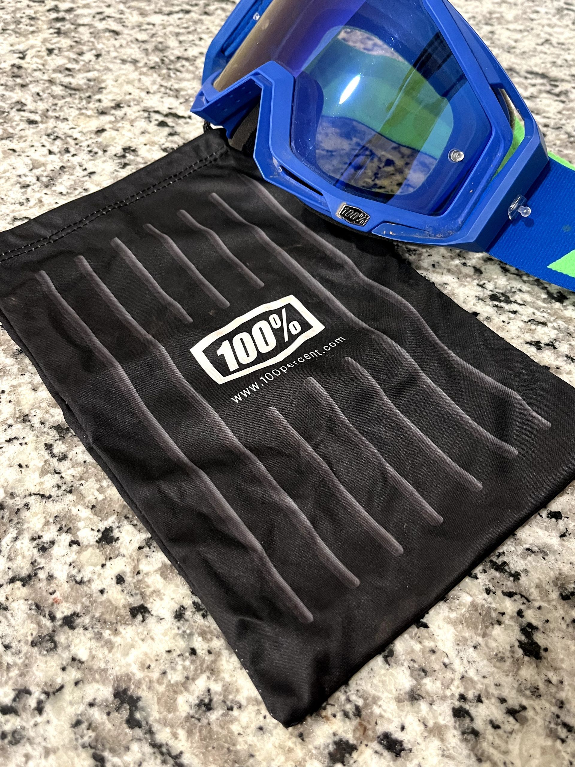 LIKE NEW 100 Percent Racecraft 2 Goggles - DREAMFLOW BLUE MIRROR LENS W/ Bag