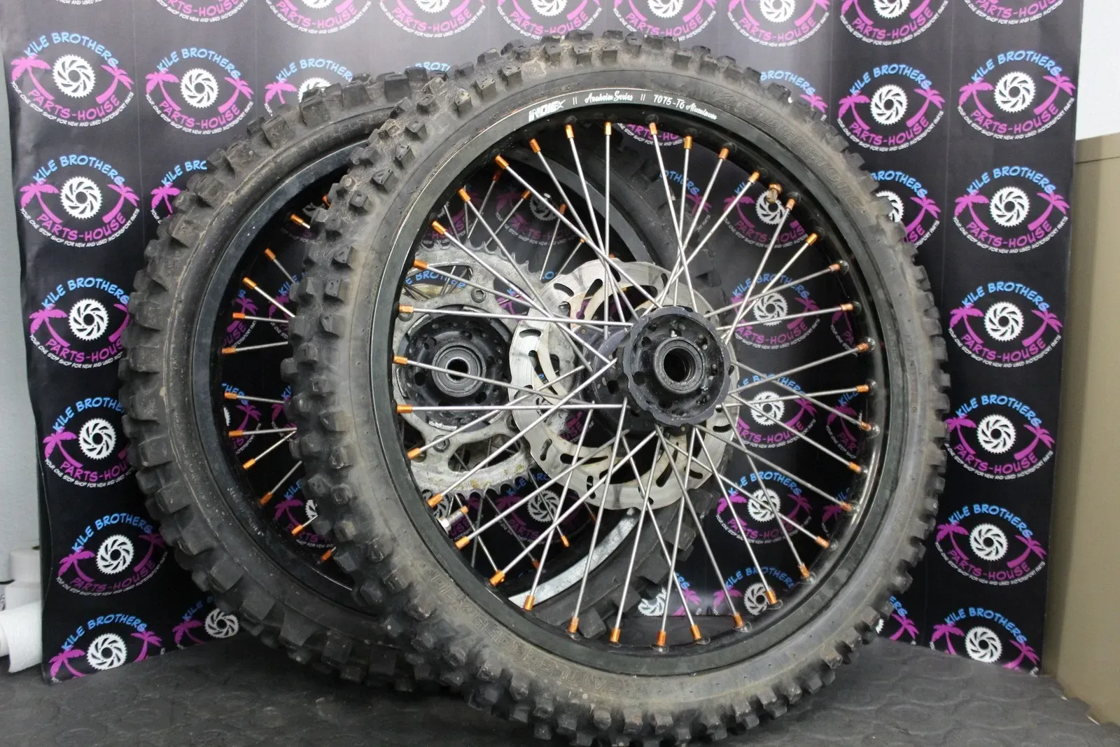 2003 KTM 95-05 125 SX INDIE FRONT REAR BACK WHEEL RIM HUB SET PAIR SPACERS