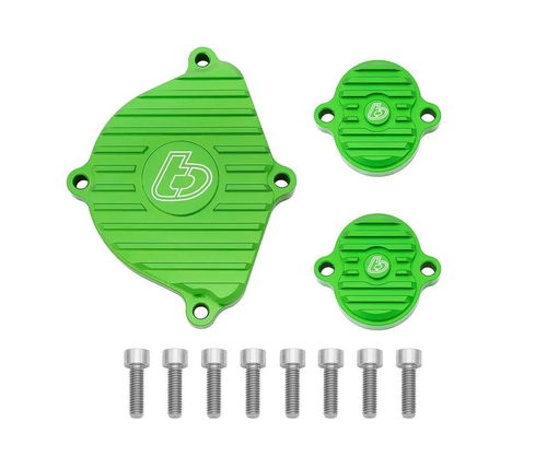 TB Parts Billet Head Covers, Green w/Ti Hardware - KLX110 Z125