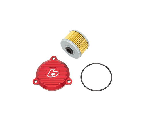 TB Red Billet Oil Filter Cover w/Filter - KLX140