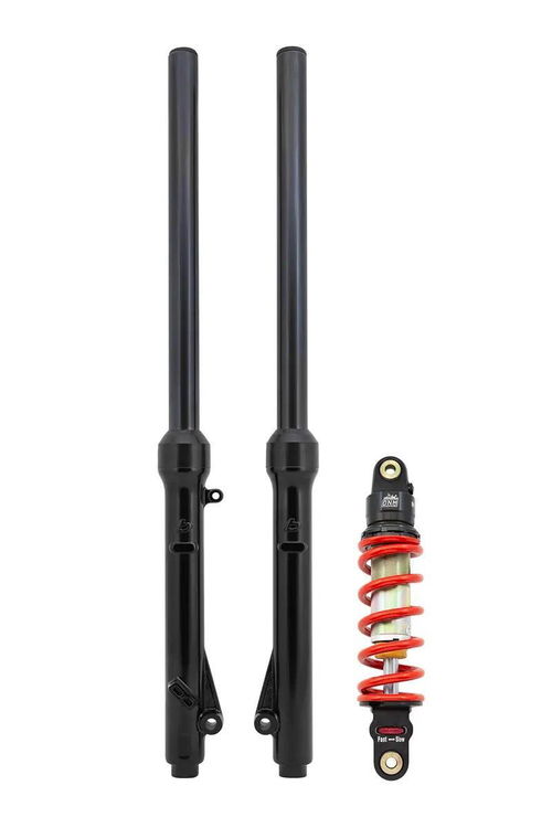 TB Parts Forks, HD Springs w/Black TiN Coated Uppers, & DNM Shock, 280mm, 300# Kit – 2002-2009 KLX110