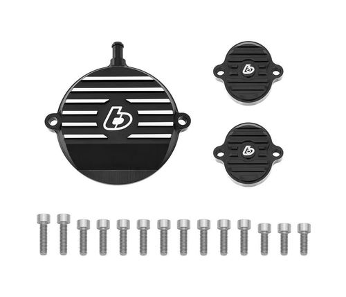 TB Parts Billet Head Covers, Black w/Ti Hardware - KLX140