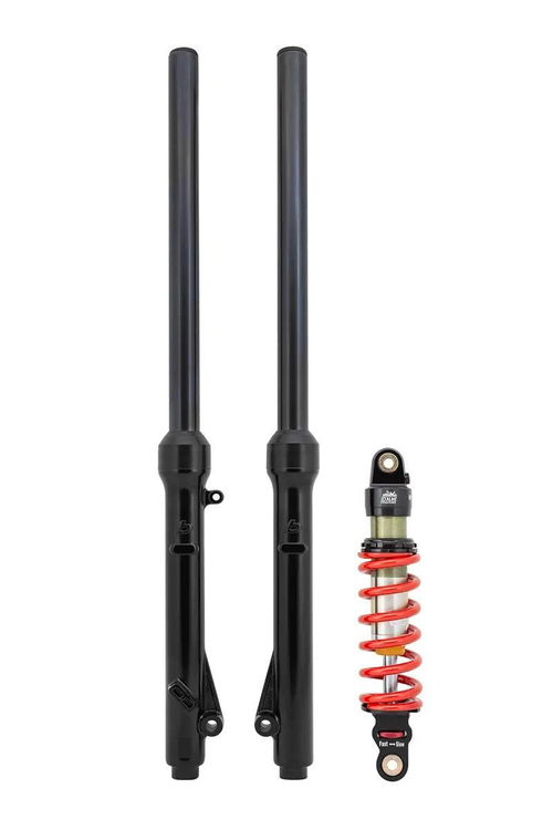 TB Parts Forks, HD Springs w/Black TiN Coated Uppers, & DNM Shock, 290mm, 350# Kit – 2010+ KLX110 & KLX110L