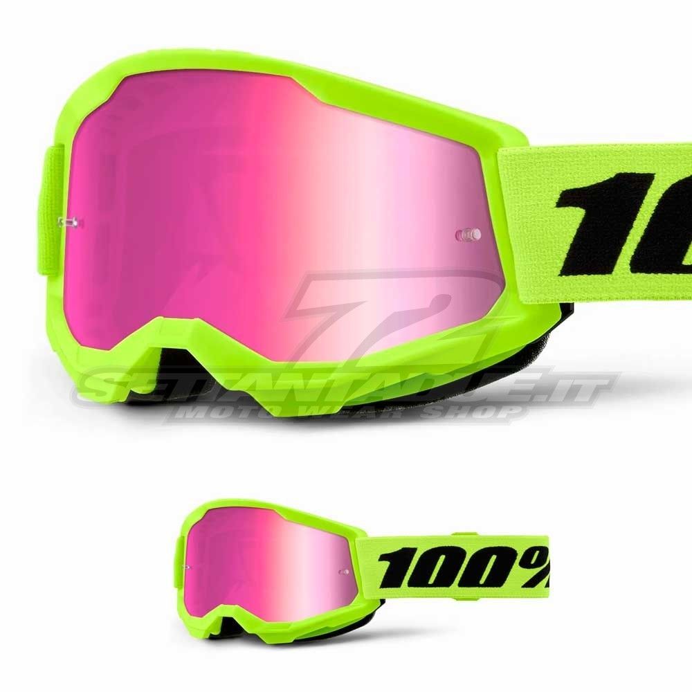 100% Strata 2 Neon Yellow - Mirror Lens