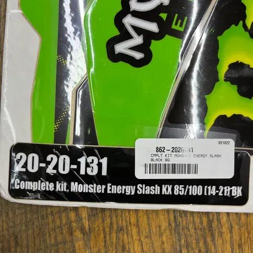 Monster Energy Decor Brand Graphic Kit.  2014-2021 Kawasaki KX85 Kx100