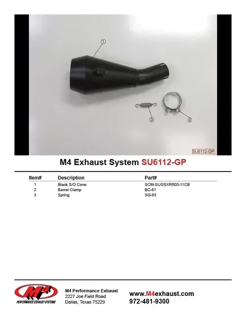 2011 - 2021 SUZUKI GSXR GSX-R 600 GSXR600 M4 BLACK GP SLIP ON EXHAUST SU6112-GP