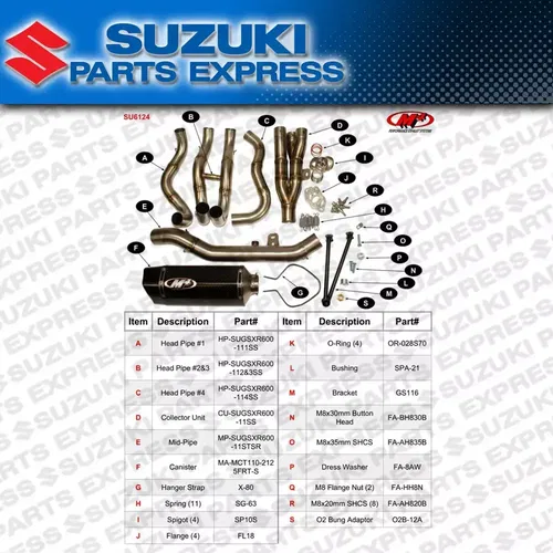 2011 - 2021 SUZUKI GSXR GSX-R 600 GSXR600 M4 FULL SYSTEM W TECH1 CARBON SU6124
