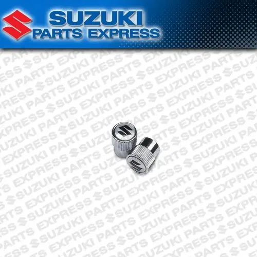 SET OF NEW GENUINE OEM SUZUKI "S" LOGO CHROME TIRE VALVE STEM CAPS 990A0-19069