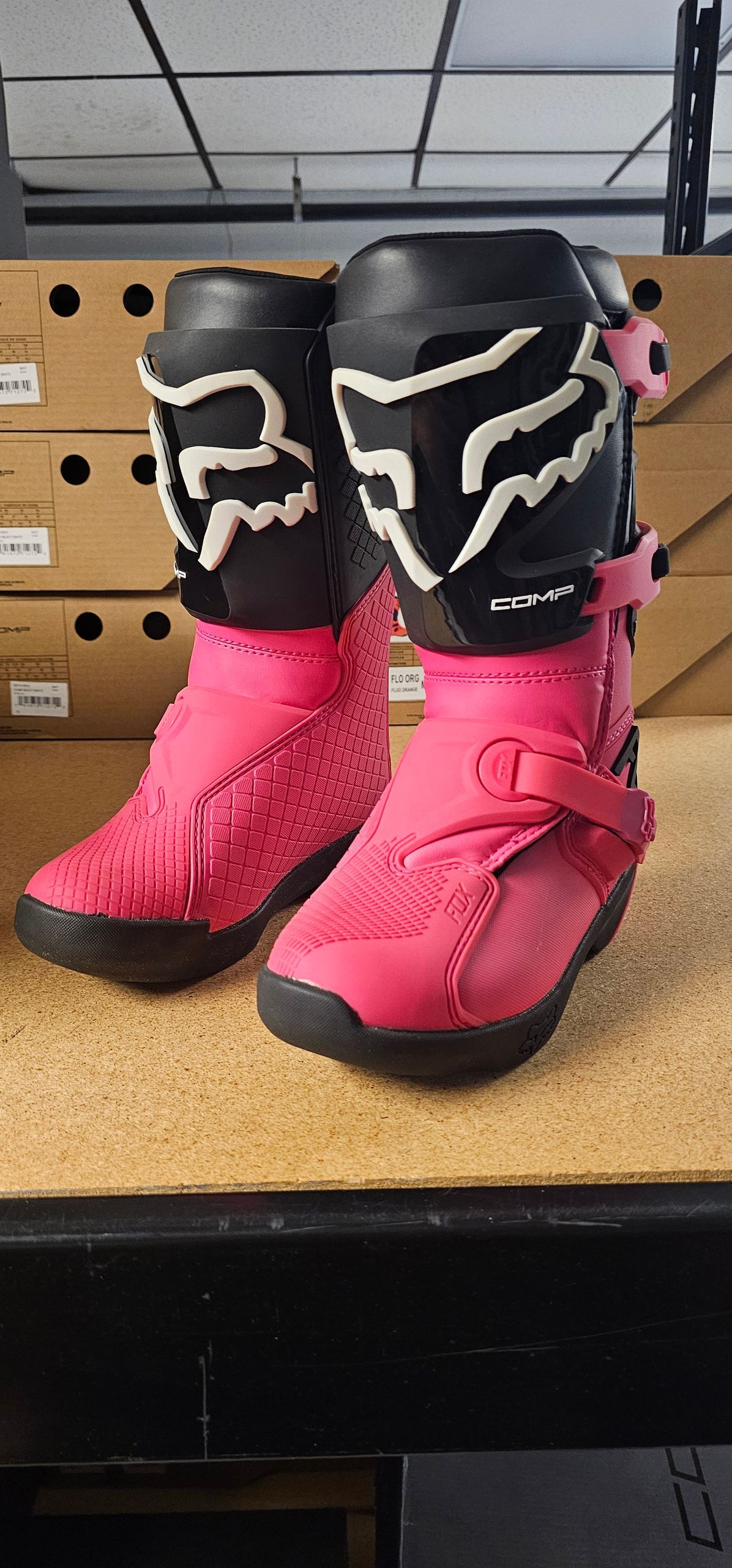 FOX RACING YOUTH COMP BOOTS BLACK/PINK
