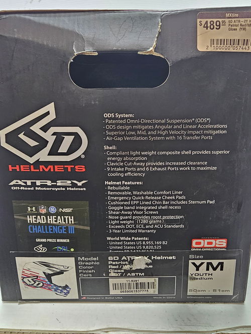 6D ATR-2Y HELMET RED/WHITE/BLUE SIZE YOUTH MED