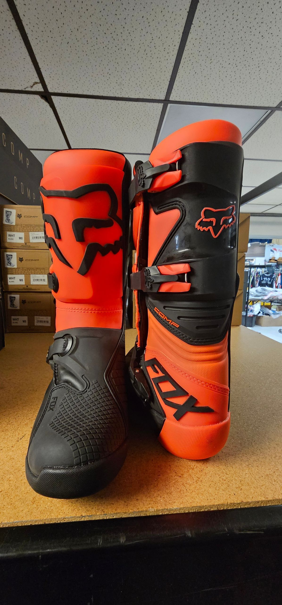 FOX RACING YOUTH COMP BOOTS FLOU ORANGE