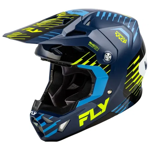 Fly Racing Formula CP Slice Navy Hi-Vis White Motocross ATV Helmet Adult XL