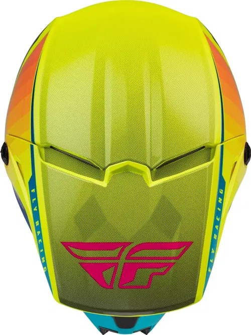 Fly Racing Kinetic Drift Blue Gray Yellow Motocross BMX Helmet Youth Medium