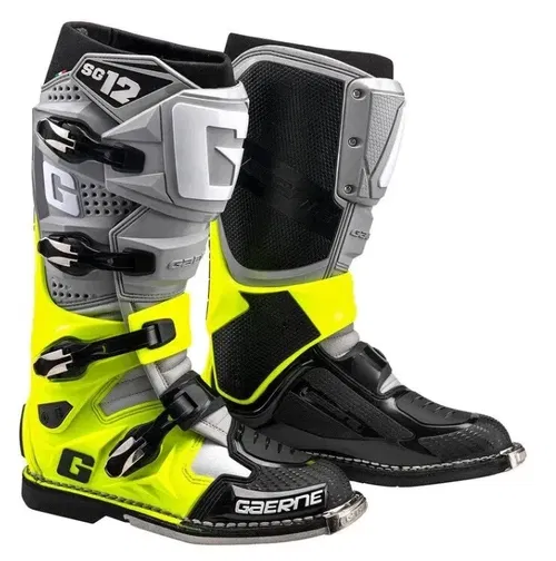 Gaerne SG12 Men MX Motocross ATV Offroad Boots 10 Grey Yellow Black