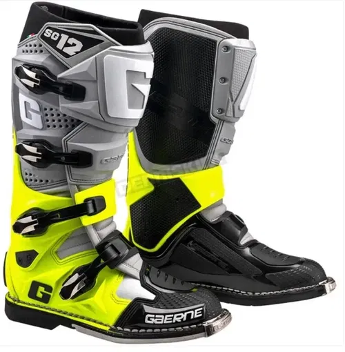 Gaerne SG12 Men MX Motocross ATV Offroad Boots 10 Grey Yellow Black