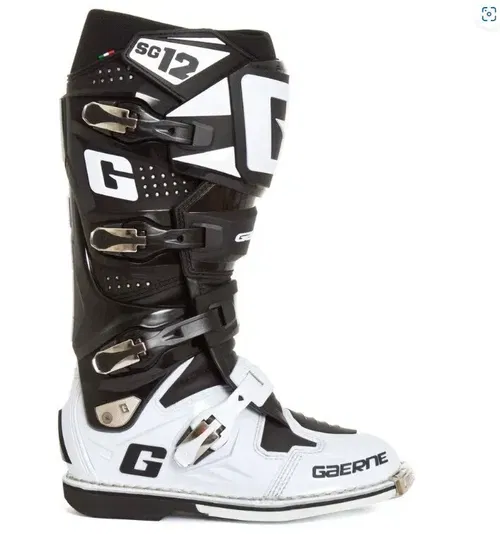 Gaerne SG12 Men MX Motocross ATV Offroad Boots 9 Black White