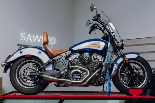 SAWICKI   INDIAN SCOUT SHORTY BRUSHED SS W/ BLK END CAP