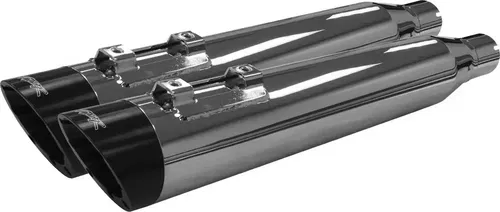 TBR   COMP S SLIP-ON TOURING M8 CHROME W/SLASH BLACK END CAP