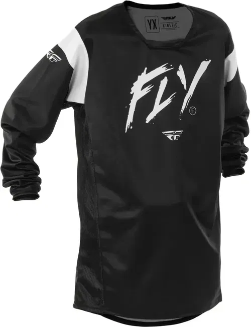 Fly Racing Kinetic Stoke Black White Motocross ATV BMX Jersey Youth XL