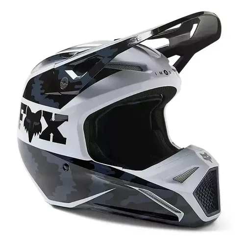Fox Racing V1 Nuklr Black White MX ATV Helmet Adult 2XL