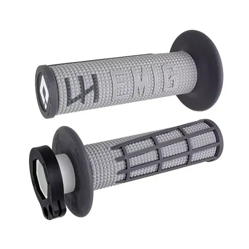ODI EMIG V2 Lock On Half Waffle Grips with Handguard Hole - Grey / Graphite