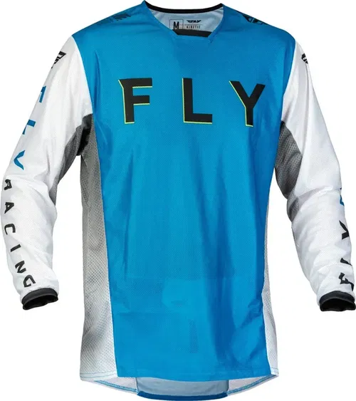 Fly Racing Kinetic Mesh Kore Blue White Hi-Vis Motocross BMX Jersey Adult Medium