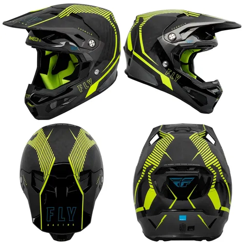 Fly Racing Formula Carbon Tracer Black Yellow Motocross BMX Helmet Adult Large