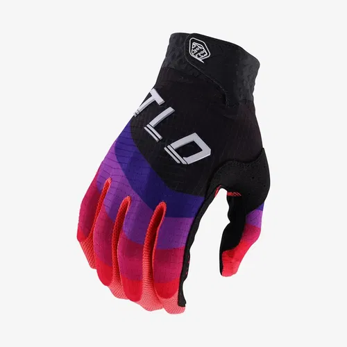 Troy Lee Designs Air Reverb Black / Glo Red Motocross BMX Gloves Youth Small