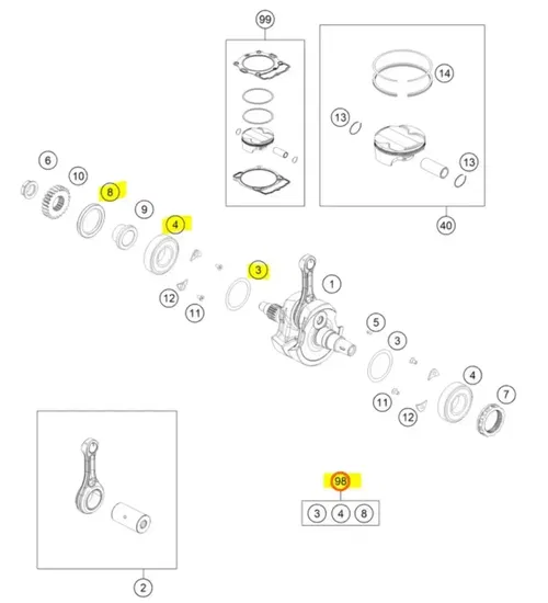KTM Husqvarna GasGas Crankshaft Repair Kit 250 350 (2019-2025) OEM 79130018088